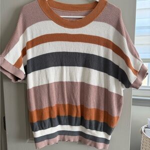 Striped Short Sleeve Sweater